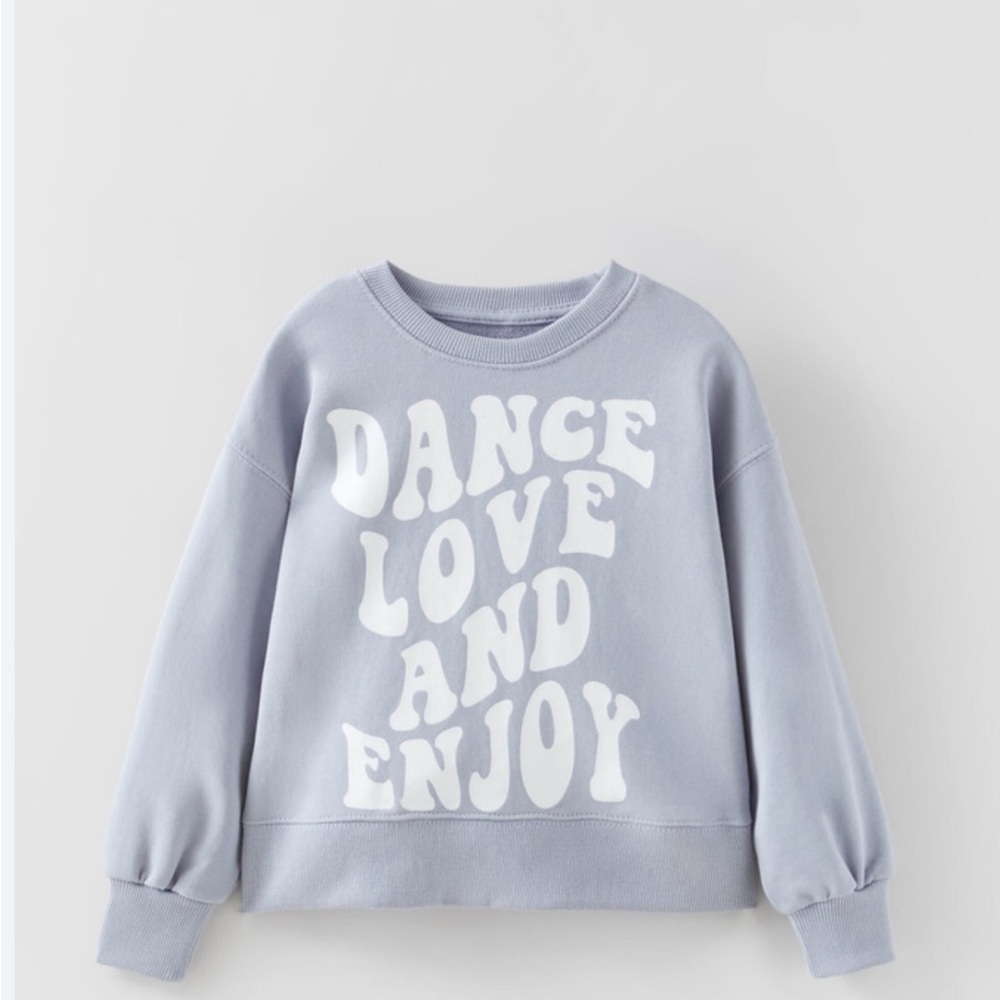 Zara| Kids Crew Neck Long Sleeve Sweatshirt Light Blue- Size 10